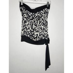 K Too Strapless Top Womens Large Black White Zebra Print Side Tie Made in USA